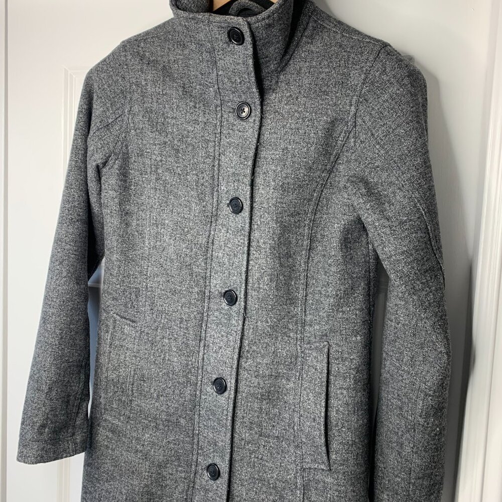 Eddie Bauer Womens Grey Wool-Blend Long Winter Coat – Zip & Button Front - Picture 8 of 16